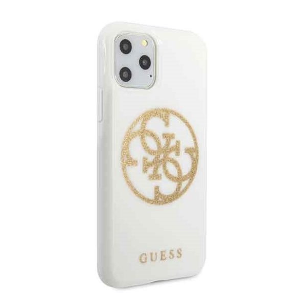 Guess Glitter Circle 4G iPhone 11 Pro (GUHCN58TPUWHGLG) hátlap, tok, fehér