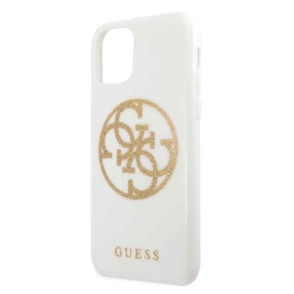 Guess Glitter Circle 4G iPhone 11 Pro (GUHCN58TPUWHGLG) hátlap, tok, fehér