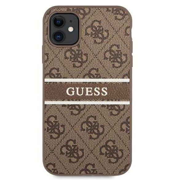 Guess iPhone 11 4G Printed Stripe (GUHCN614GDBR) hátlap, tok, barna