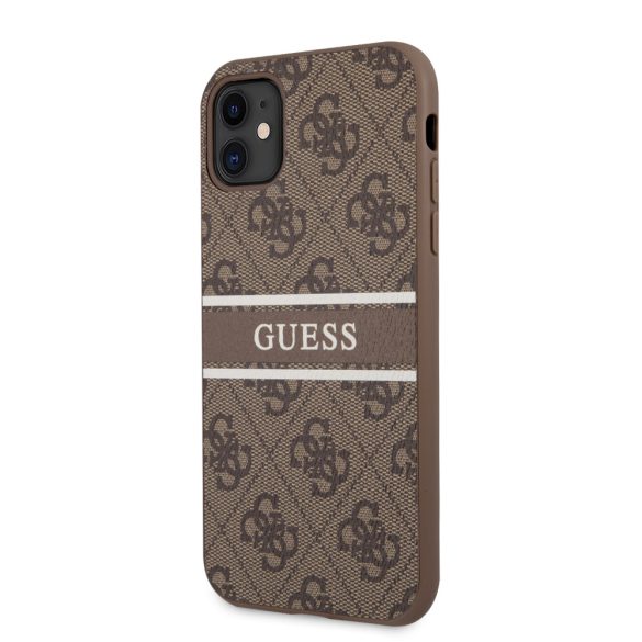 Guess iPhone 11 4G Printed Stripe (GUHCN614GDBR) hátlap, tok, barna