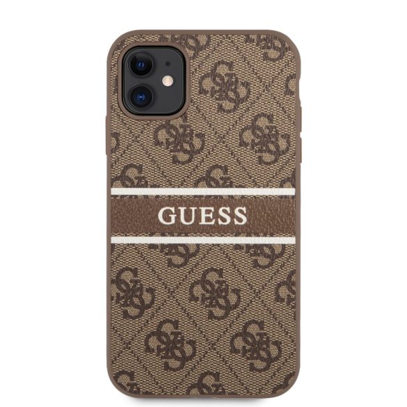 Guess iPhone 11 4G Printed Stripe (GUHCN614GDBR) hátlap, tok, barna