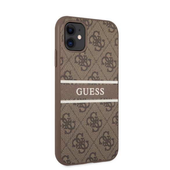 Guess iPhone 11 4G Printed Stripe (GUHCN614GDBR) hátlap, tok, barna