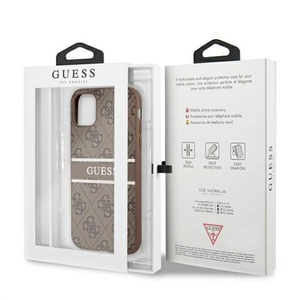 Guess iPhone 11 4G Printed Stripe (GUHCN614GDBR) hátlap, tok, barna