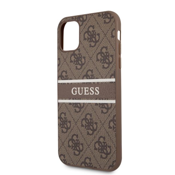 Guess iPhone 11 4G Printed Stripe (GUHCN614GDBR) hátlap, tok, barna