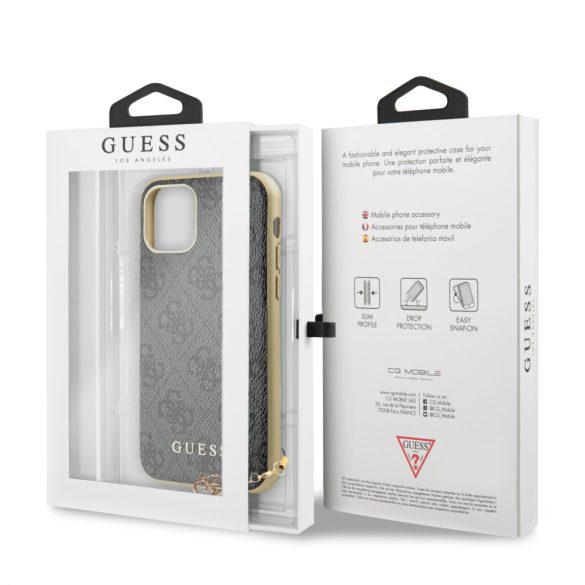 Guess iPhone 11 4G Charms (GUHCN61GF4GGR) hátlap, tok, sötétszürke