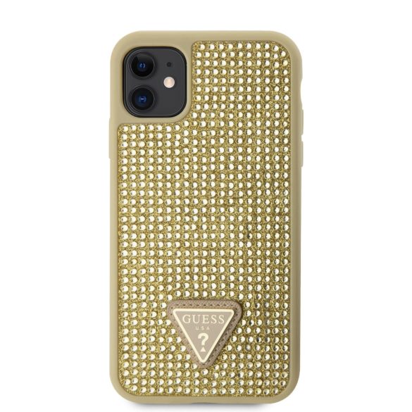 Guess iPhone 11 Rhinestones Triangle Metal Logo (GUHCN61HDGTPD) hátlap, tok, arany