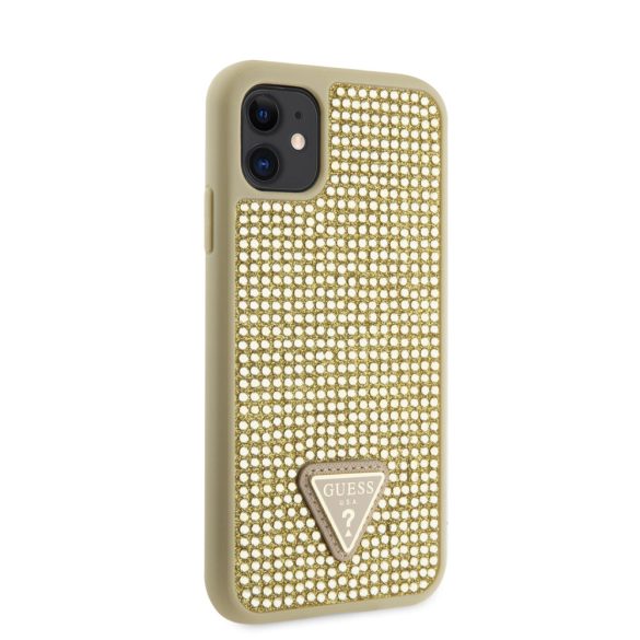 Guess iPhone 11 Rhinestones Triangle Metal Logo (GUHCN61HDGTPD) hátlap, tok, arany