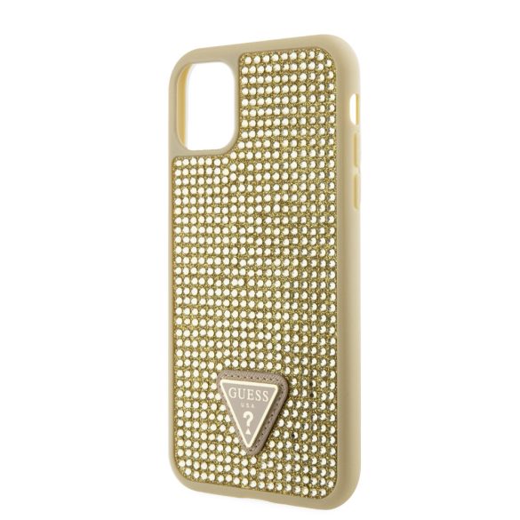 Guess iPhone 11 Rhinestones Triangle Metal Logo (GUHCN61HDGTPD) hátlap, tok, arany