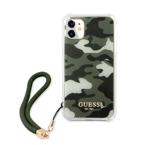 Guess iPhone 11 Camo Collection (GUHCN61KSARKA) hátlap, tok, khaki zöld