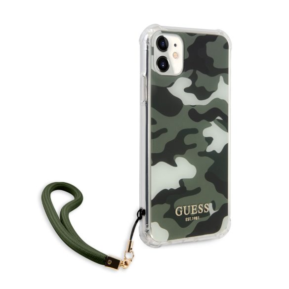 Guess iPhone 11 Camo Collection (GUHCN61KSARKA) hátlap, tok, khaki zöld