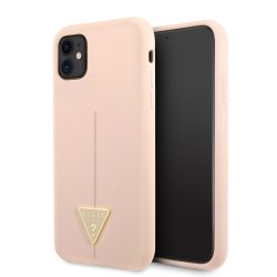   Guess iPhone 11 Silicone Line Triangle (GUHCN61SLTGP) hátlap, tok rózsaszín