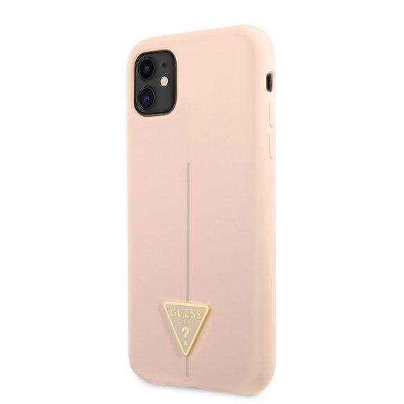 Guess iPhone 11 Silicone Line Triangle (GUHCN61SLTGP) hátlap, tok rózsaszín