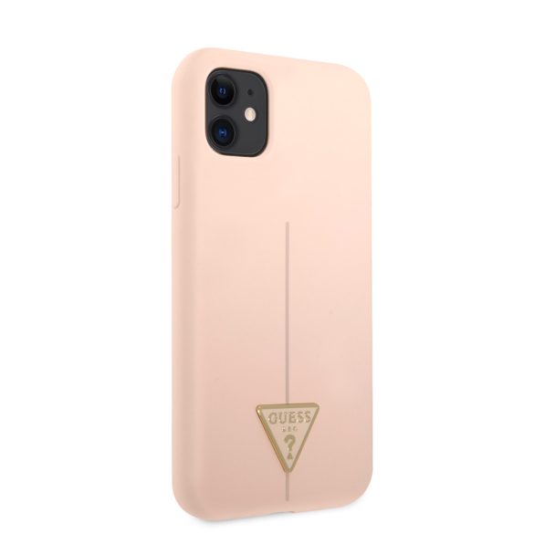 Guess iPhone 11 Silicone Line Triangle (GUHCN61SLTGP) hátlap, tok rózsaszín