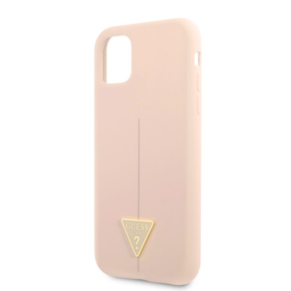 Guess iPhone 11 Silicone Line Triangle (GUHCN61SLTGP) hátlap, tok rózsaszín