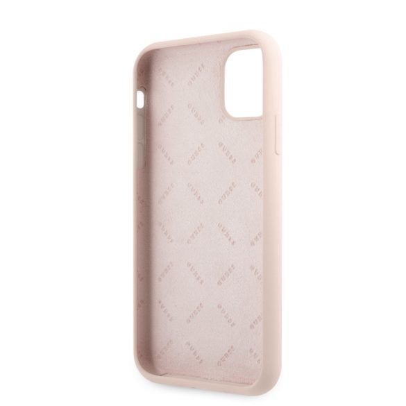 Guess iPhone 11 Silicone Line Triangle (GUHCN61SLTGP) hátlap, tok rózsaszín