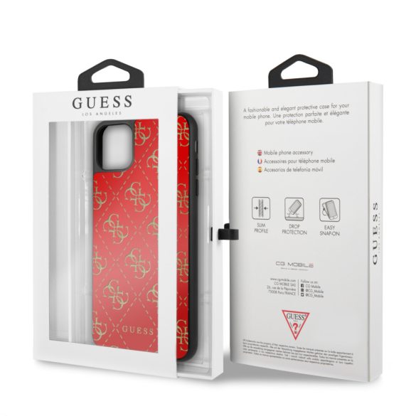Guess iPhone 11 Pro Max 4G Double Layer Glitter (GUHCN654GGPRE) hátlap, tok, piros