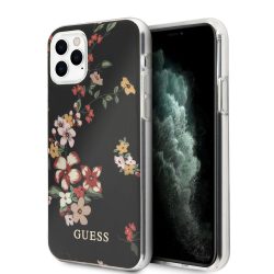   Guess iPhone 11 Pro Max Flower Shiny N.4 (GUHCN65IMLFL04) hátlap, tok, mintás, fekete