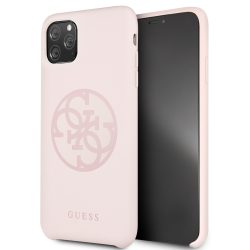   Guess iPhone 11 Pro Max Silicone 4G Tone On Tone hátlap, tok, rózsaszín
