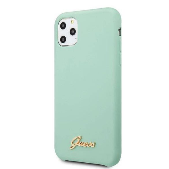 Guess iPhone 11 Pro Max Silicone Vintage (GUHCN65LSLMGGR) hátlap, tok, zöld