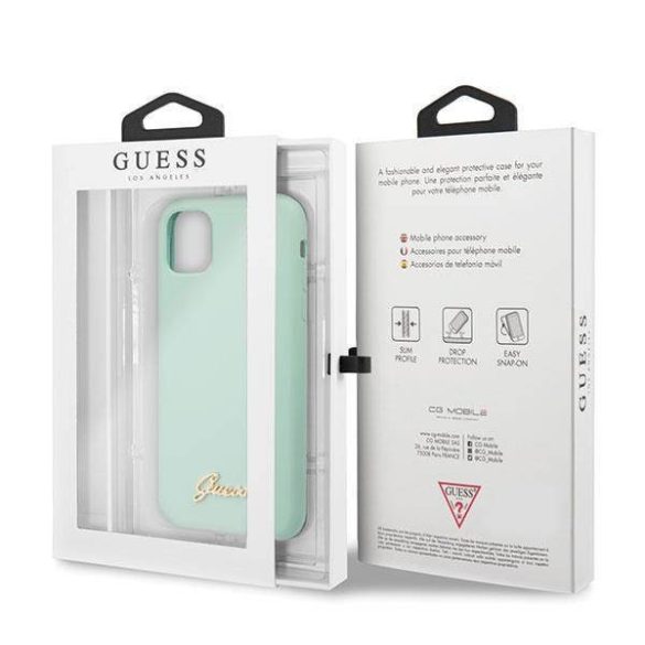 Guess iPhone 11 Pro Max Silicone Vintage (GUHCN65LSLMGGR) hátlap, tok, zöld