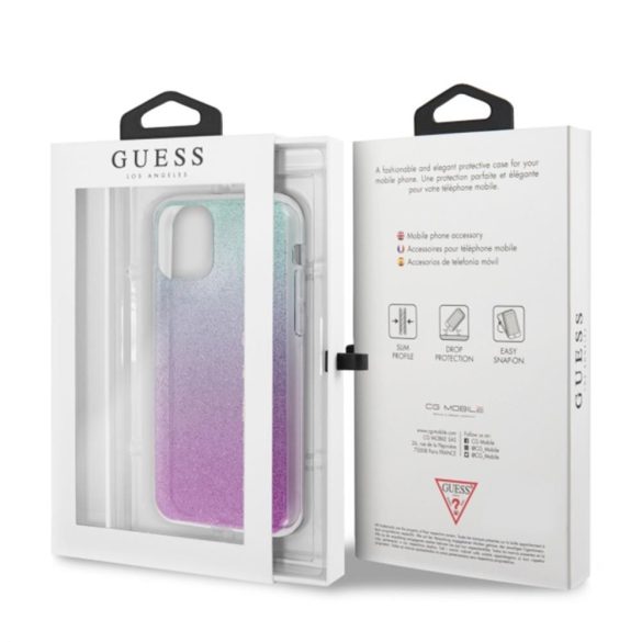 Guess iPhone 11 Pro Max Glitter Gardient (GUHCN65PCUGLPBL) hátlap, tok, rózsaszín-kék