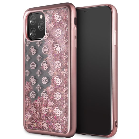 Guess iPhone 11 Pro Max 4G Peony Liquid Glitter (GUHCN65PEOLGPI) hátlap, tok, rozé arany