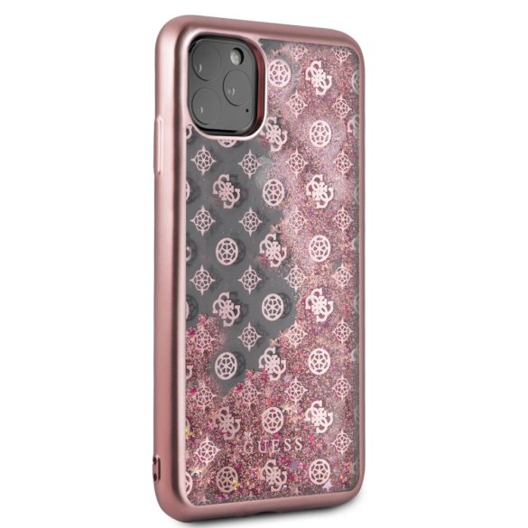 Guess iPhone 11 Pro Max 4G Peony Liquid Glitter (GUHCN65PEOLGPI) hátlap, tok, rozé arany