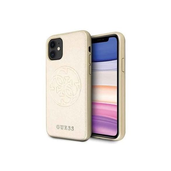 Guess Saffiano 4G Circle Logo iPhone 11 Pro Max (GUHCN65RSSASGO) hátlap, tok, arany