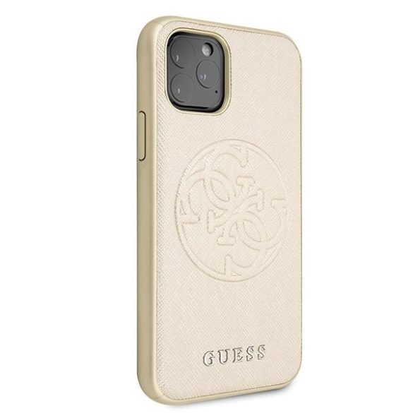 Guess Saffiano 4G Circle Logo iPhone 11 Pro Max (GUHCN65RSSASGO) hátlap, tok, arany