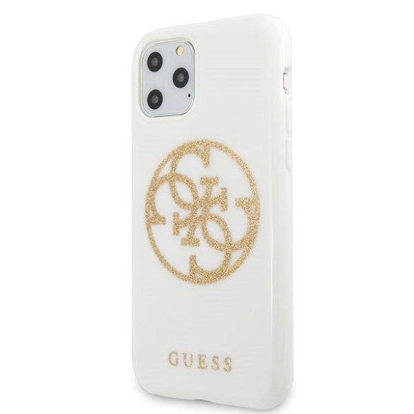 Guess Glitter Circle 4G iPhone 11 Pro Max (GUHCN65TPUWHGLG) hátlap, tok, fehér