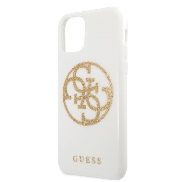 Guess Glitter Circle 4G iPhone 11 Pro Max (GUHCN65TPUWHGLG) hátlap, tok, fehér