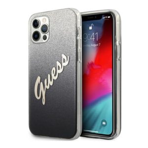 Guess iPhone 12 Pro Max Glitter Gradient Script (GUHCP12LPCUGLSBK) hátlap, tok, fekete