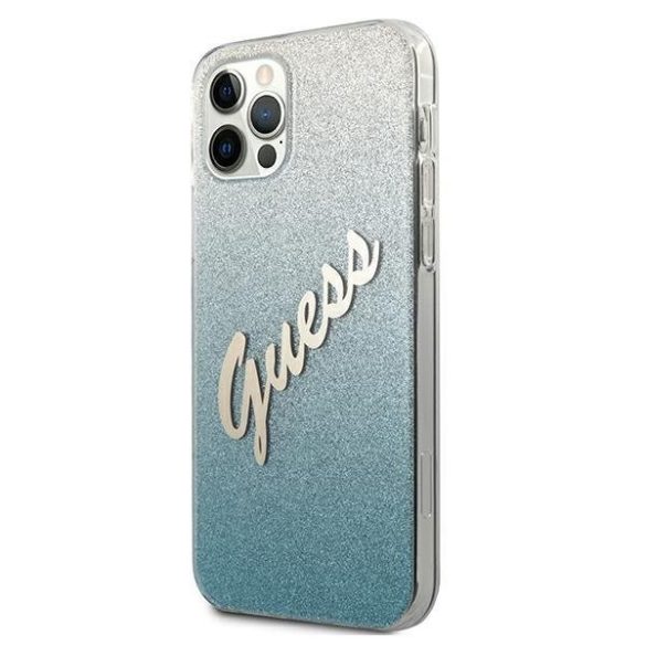 Guess iPhone 12 Pro Max Glitter Gradient Script (GUHCP12LPCUGLSBL) hátlap, tok, kék