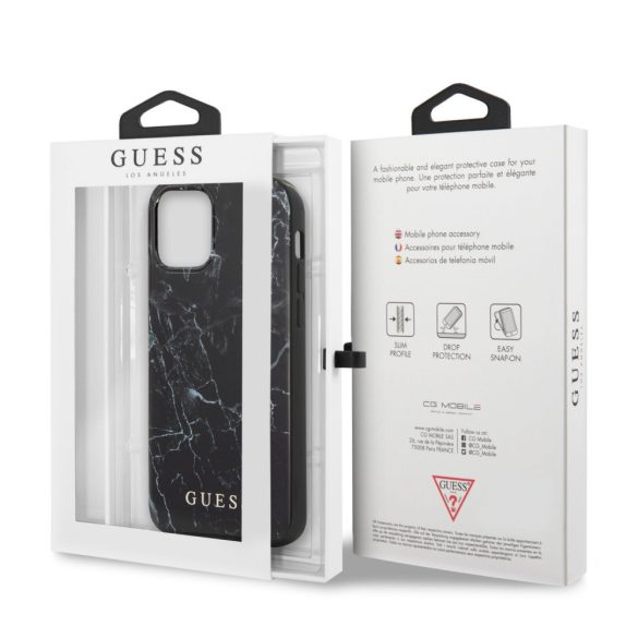 Guess iPhone 12 Pro Max Marble Case márvány mintás (GUHCP12LPCUMABK) hátlap, tok, fekete