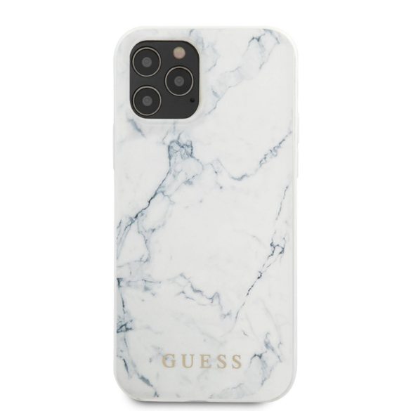 Guess iPhone 12/12 Pro Marble Case márvány mintás (GUHCP12MPCUMAWH) hátlap, tok, fehér