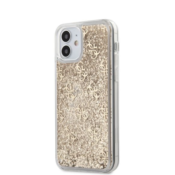Guess iPhone 12 Mini 4G Liquid Glitter (GUHCP12SLG4GSLG) hátlap, tok, arany