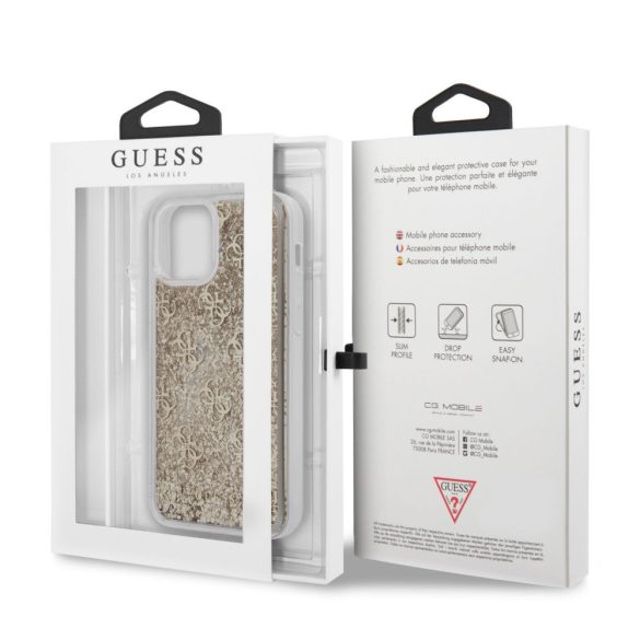 Guess iPhone 12 Mini 4G Liquid Glitter (GUHCP12SLG4GSLG) hátlap, tok, arany