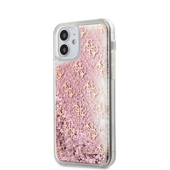 Guess iPhone 12 Mini 4G Liquid Glitter (GUHCP12SLG4GSPG) hátlap, tok, rozé arany