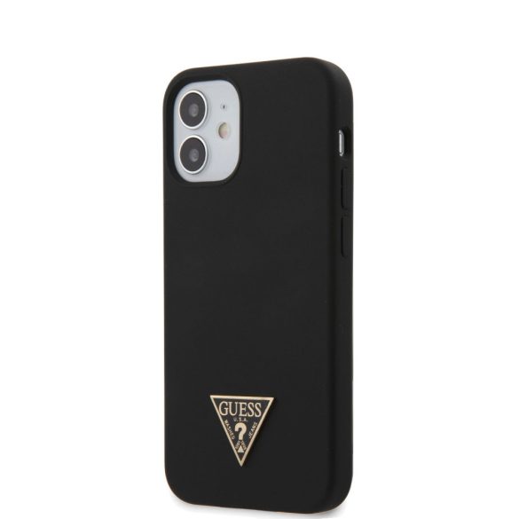 Guess iPhone 12 Mini Metal Triangle (GUHCP12SLSTMBK) hátlap, tok, fekete