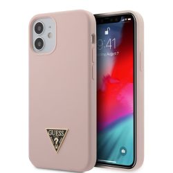   Guess iPhone 12 Mini Metal Triangle hátlap, tok, rózsaszín