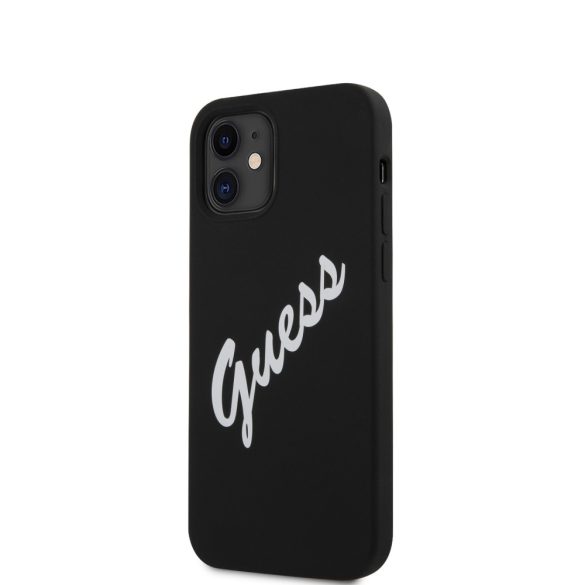 Guess iPhone 12 Mini Silicone Vintage (GUHCP12SLSVSBW) hátlap, tok, fekete