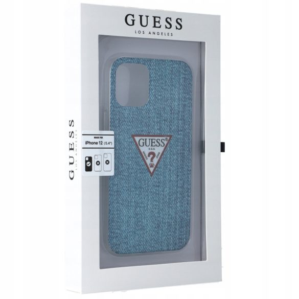 Guess iPhone 12 Mini Denim Triangle (GUHCP12SPCUJULLB) hátlap, tok, kék