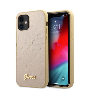 Guess iPhone 12 Mini Iridescent Love (GUHCP12SPUILGLG) hátlap, tok, arany