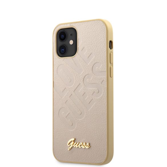 Guess iPhone 12 Mini Iridescent Love (GUHCP12SPUILGLG) hátlap, tok, arany