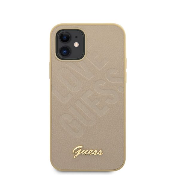 Guess iPhone 12 Mini Iridescent Love (GUHCP12SPUILGLG) hátlap, tok, arany