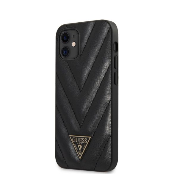 Guess iPhone 12 Mini V Quilted (GUHCP12SPUVQTMLBK) hátlap, tok, fekete