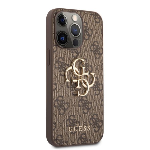 Guess iPhone 13 Pro 4G Big Metal Logo (GUHCP13L4GMGBR) hátlap, tok, barna