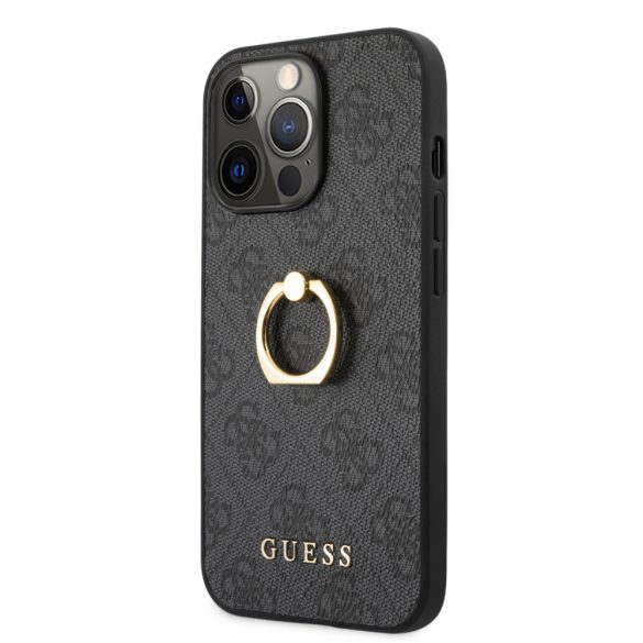 Guess iPhone 13 Pro 4G Ring Stand (GUHCP13L4GMRGR) hátlap, tok, sötétszürke