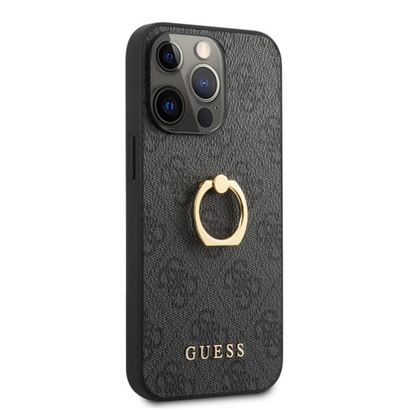 Guess iPhone 13 Pro 4G Ring Stand (GUHCP13L4GMRGR) hátlap, tok, sötétszürke