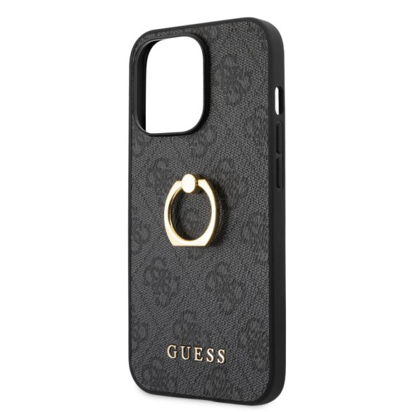 Guess iPhone 13 Pro 4G Ring Stand (GUHCP13L4GMRGR) hátlap, tok, sötétszürke